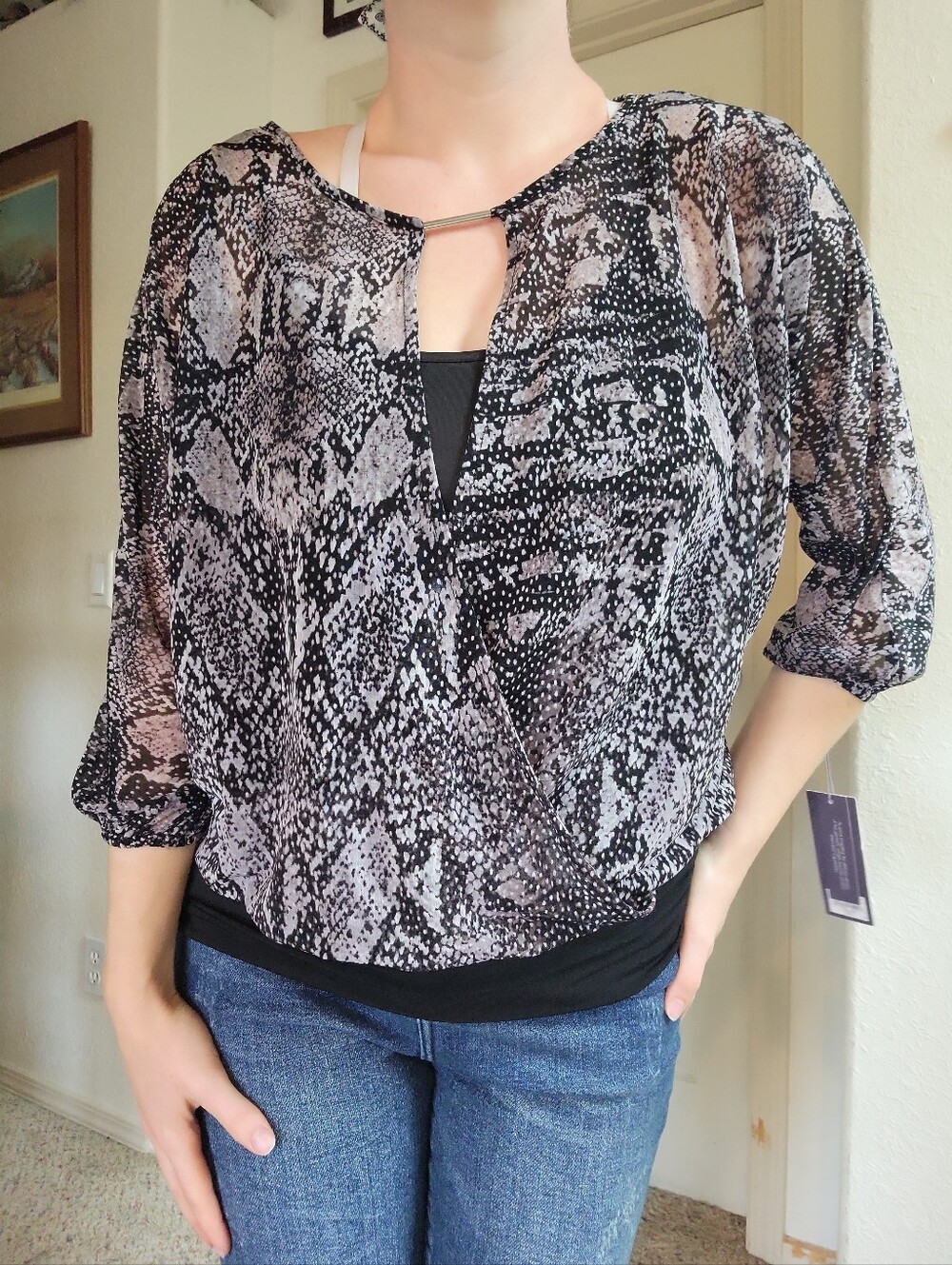 Jennifer Lopez NWT Purple Snake Print Y2K Wrap Top Women's Size S